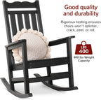 Stoog Patio Rocking Chair, All-Weather Porch Rocker, 400 lbs Weight Support, Never Fade or Rot, for Backyard, Fire Pit, Lawn and Garden, Black