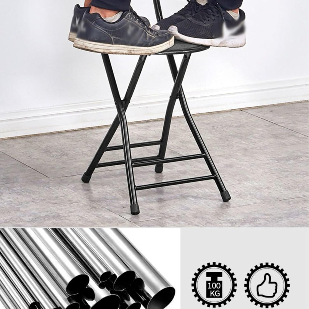Metal Chairs Stacking - Folding Stools- Adult Dining Chairs and bar Chairs,Medium Hole Design with high backrest,Commercial Event Seat(Black)