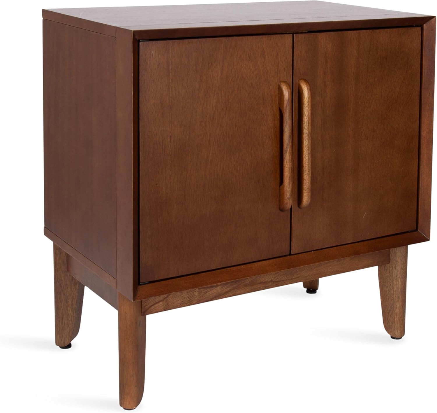 Kate and Laurel McCutcheon Modern Mango Wood Side Table with Storage Cabinet, 22 x 14 x 22, Walnut Brown, Transitional Wooden End Table for Use as Bedroom Nightstand or Entryway Decor Accent