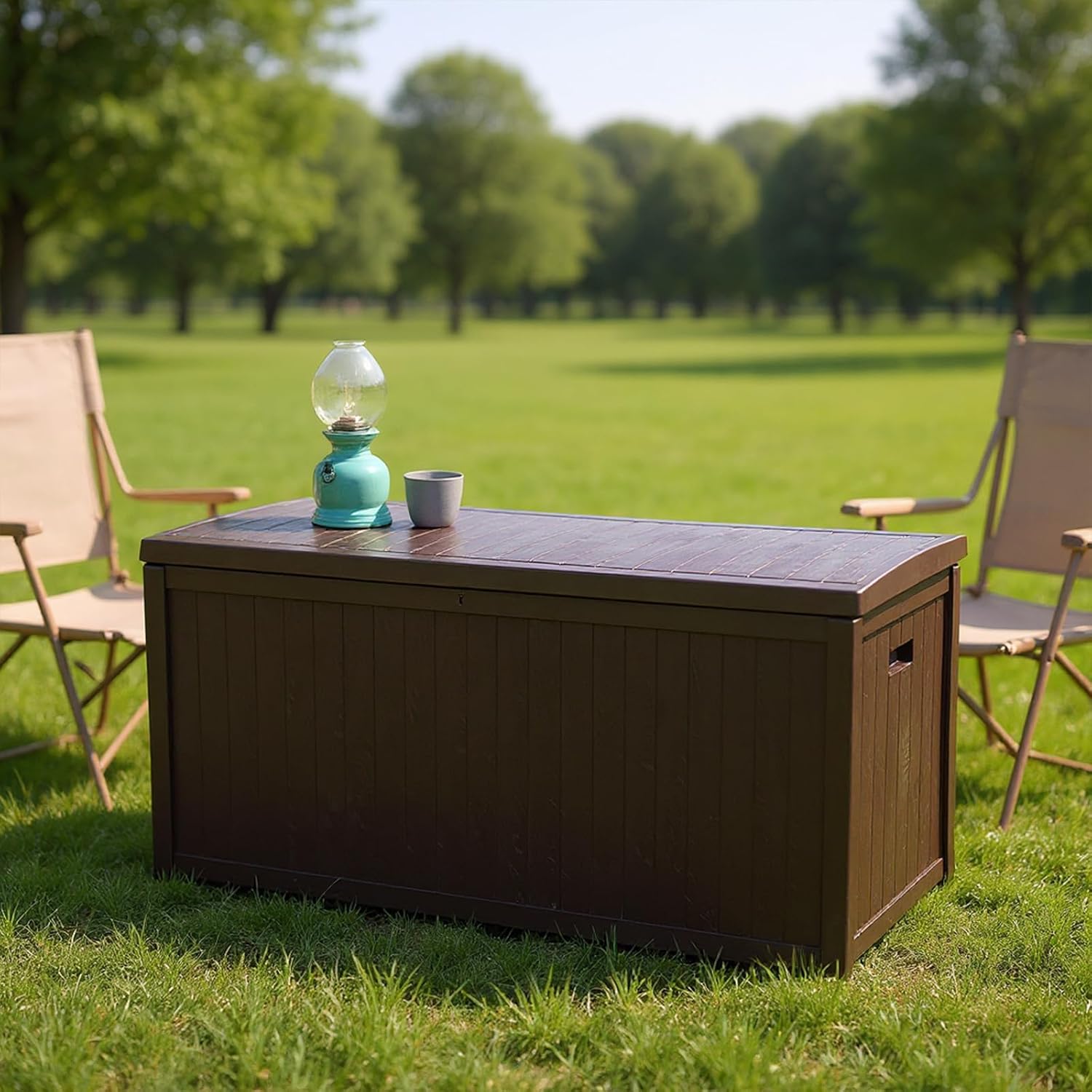 Large Lockable Waterproof Outdoor Storage Bench, Patio Storage Box Container for Furniture Cushions, Garden Pool Yard Tools Organization