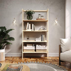 Pemberly Row Modern Solid Wood 4-Shelves Folding Bookcase/Pantry in Unfinished