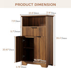 Fluted Buffet Cabinet with Storage, Modern Coffee Bar Cabinet with Drawer & Adjustable Shelf, Wood Sideboard Cabinet for Kitchen, Bathroom, Entryway and Living Room Walnut