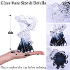 Hand Blown Blue Glass Vase, Unique Art Beautiful Ocean Glass Vase for Coastal Home Decor, Coffee Table, Living Room, Office Decor - 8" H