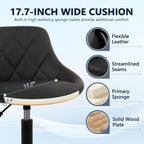KLASIKA Black Low Back Rolling Stool PU Leather Vanity Stools, Adjustable Height Ergonomic Swivel Rolling Desk Stool Work Office Swivel Chair, Makeup Salon Spa Stools