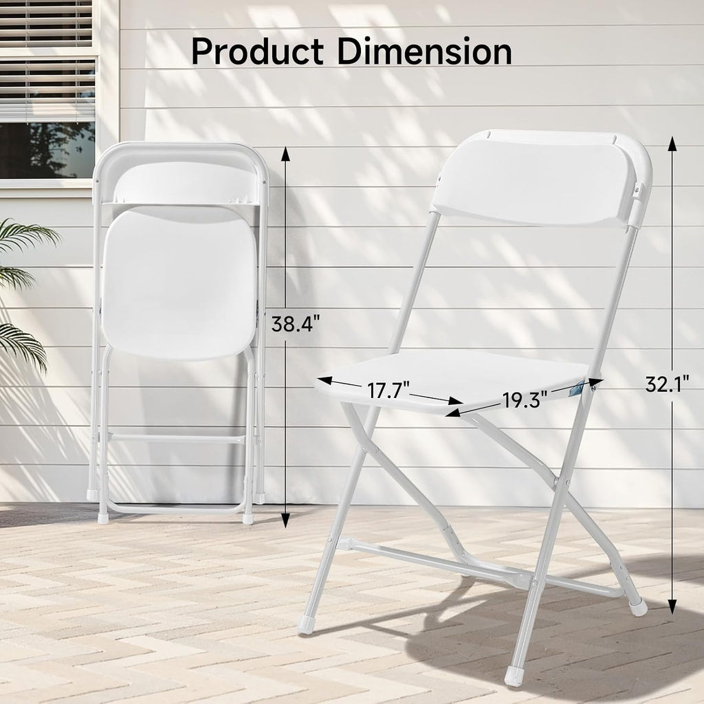 ONBRILL Folding Chairs 4 Pack, 550LBS Capacity Heavy Duty Plastic Folding Chairs with Reinforced Steel Frame, Portable Commercial Chair for Indoor and Outdoor, Wedding, Party, Office, White