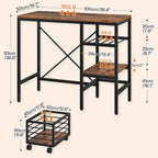 HOOBRO Mini Fridge Stand, Coffee Bar Station with Mini Fridge Space, Bakers Rack with Wine Rack, Mini Fridge Cabinet with Mobile Basket, for Kitchen, Living Room, Rustic Brown and Black BF04BX01