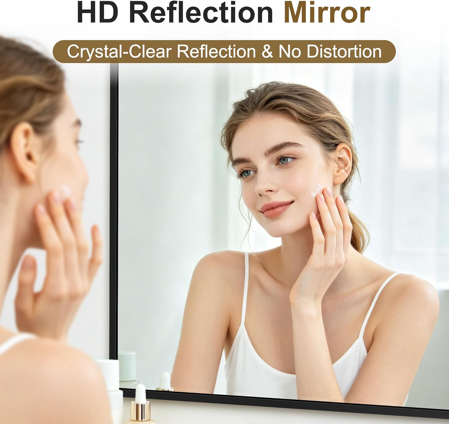 Bathroom Vanity Mirror for Wall, 30x20 Matte Black Bathroom Mirror, Shatterproof Tempered Glass Rectangle Wall Mounted Bathroom Mirrors for Over Sink, Bedroom, Living Room, Entryway