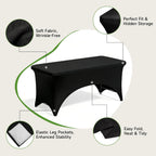 4 Foot Folding Table with Black Table Cloth- 3-Position Adjustable Height, Heavy Duty 400 lbs Capacity - Portable Folding Tables for Camping, Party, Indoor & Outdoor Use, 10 Pack