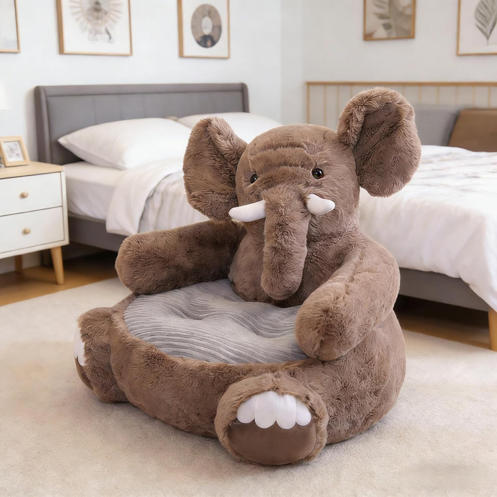 Cute Bean Bag Chair Comfy Reading Nook Chairs Animal Floor Chairs Faux Fur Beanbag Chairs Fun Plus Bean Bag Soft Casual Couch for Play Room Home Bedroom Decoration 50 * 50 * 45 cm (Cute Elephant)