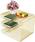 Compact Bedside Table, Modern Side Table, 12.59"*12.59"*16.14" End Table for Living Room Office Apartment, 110.23lbs Maximum Load Bearing Capacity (Gold)