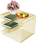 Compact Bedside Table, Modern Side Table, 12.59"*12.59"*16.14" End Table for Living Room Office Apartment, 110.23lbs Maximum Load Bearing Capacity (Gold)