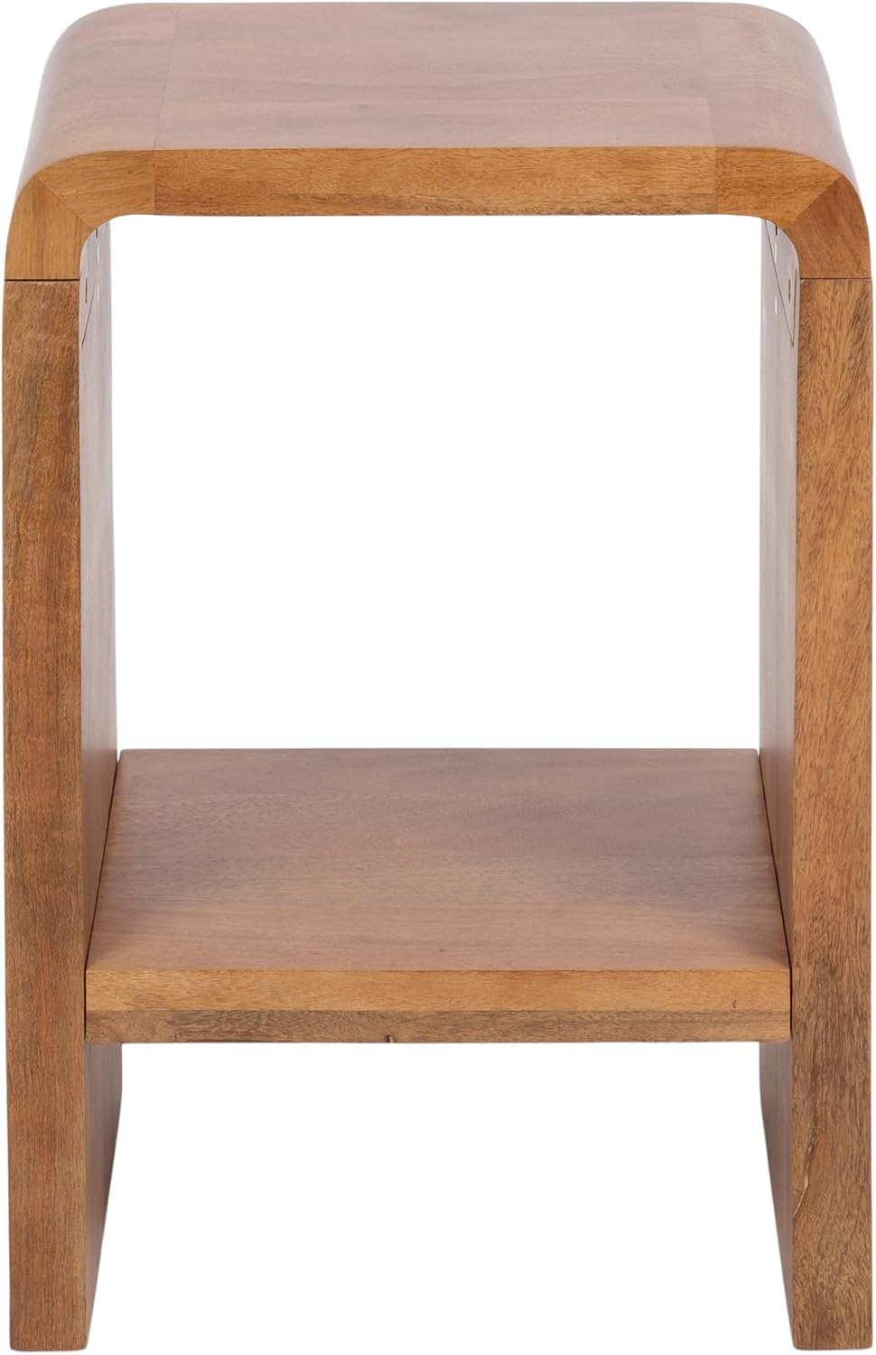 Kate and Laurel Reddy Modern Arched Wood Side Table, 16 x 12 x 24, Warm Natural, Transitional Two-Tier End Table for Use as a Bedroom Nightstand or Small Record Player Stand