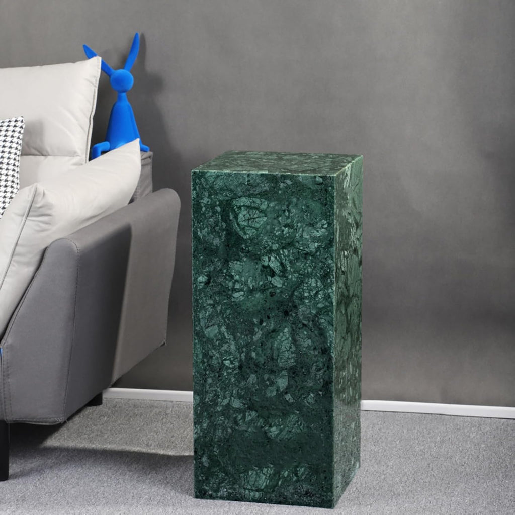 Luxury Natural Marble Square Side Table & Coffee Table, Accent End Table for Modern Couch, Bed, Living Room, Bedroom, and Showroom（Green）