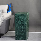 Luxury Natural Marble Square Side Table & Coffee Table, Accent End Table for Modern Couch, Bed, Living Room, Bedroom, and Showroom（Green）