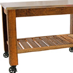 Redwood Potting Table Rolling Cart Swivel Cast Iron Wheels with Brakes Outdoor Garden Work Bench (No Hardware w/ 5in Black Caster)
