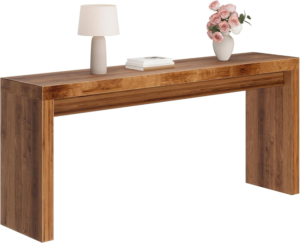 70 Inch Long Entryway Table, Narrow Console Table for Foyer Hallway Living Room, 11.8'' Wide Table with Sturdy Structure, 31.5" Tall Sofa Table for Entry Way Decor & Storage, Burly Wood