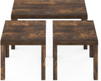 Furinno Classic Living Room Table Set of 3, Modern Rectangle Coffee Table with 2 Square Side Tables, End Tables, 1.8 Inch Thick Tabletop for Living Room, Home Office, Amber Pine