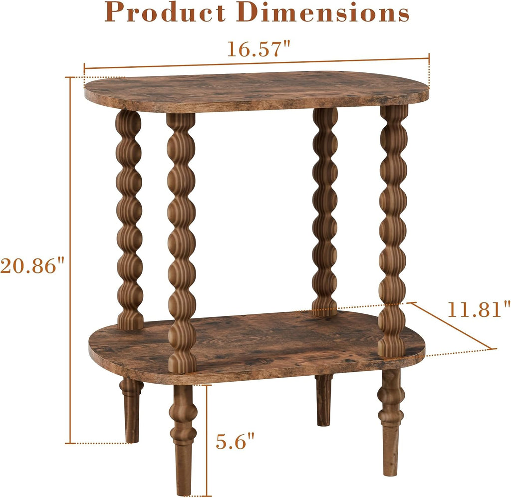 2-Tier Side Table, Small End Table with Storage Shelf for Small Spaces, Modern Bedside Tables for Living Room, Bedroom, Corners, and Office (Rustic Brown, 11.81 inch)