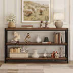 FATORRI Console Table for Entryway, 55 Inch Modern Entry Table with 3 Tier Shelves, Couch Tables Behind Sofa for Living Room (Medium Walnut)