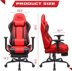 Furmax Office Chair Leather Desk Gaming Chair, High Back Ergonomic Adjustable Racing Chair,Task Swivel Executive Computer Chair Headrest and Lumbar Support (Red)