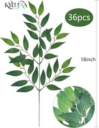 36Pcs Italian Ruscus Greenery Stems Bulk, Artificial Silk Green Leaves Garland, 20"Fake Branches, Hanging Plants Spray Vines for DIY Wedding Arch Bouquet Table Centerpieces Vase Filler Home Decor