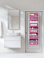 JARLINK Over The Door Organizer Storage, 5 Shelf Hanging Door Organizer with 5 Large Capacity Pockets, Anti Tilt 44 lb Load Behind Door Storage for Bedroom, Bathroom, Pantry, Nursery, Rose Pink