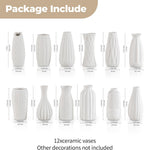 Kimdio White Ceramic Bud Vase for Table Decor, 12pcs Small Pottery Vases for Flowers Mini Ceramic Vases for Pampas Grass Vase Bulk for Wedding Dining Room Christmas Home