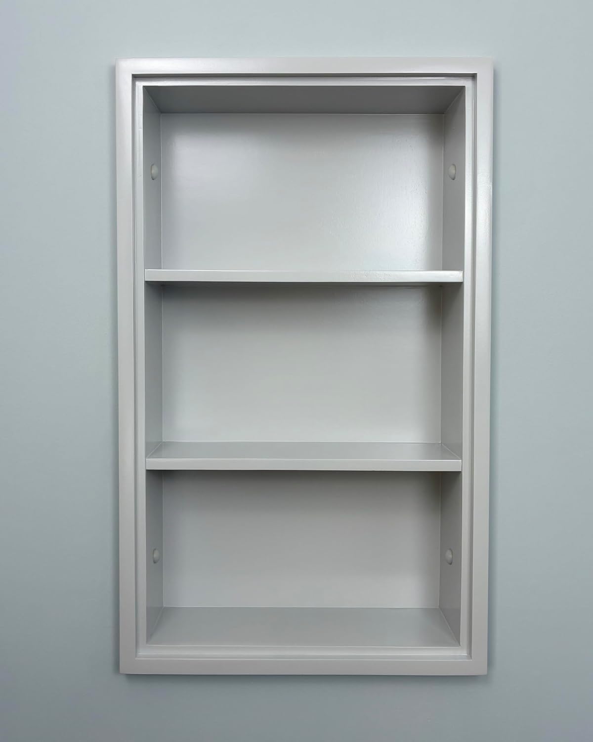 14x24 Sloane Recessed Wall Niche Medicine Cabinet Replacement, in The Wall Bathroom Cabinet Insert Shelf/Shelves, Made in North America, Real Wood, NO MDF, Light Gray Plain Back