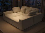113” Cloud Couch 丨 Modular Sectional Couches for Living Room 丨 L Shaped Boneless Couch with Nice Back Support 4 Seater Warm White Chenille