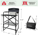 Tall Folding Director Chair 30.7" Seat Height Foldable Bar Stool for Makeup Artist Face Painting with Side Table Carry Bag and Cosmetic Bag Supports 250LBS