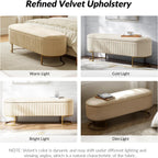 50.5” Velvet Storage Ottoman Bench with Gold-Toned Legs, Luxury Upholstered End of Bed Multi-Functional Footrest & Seat for Bedroom & Entryway