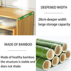 Bamboo Countertop Storage Cabinet Kitchen Pantry with Large Capacity & Acrylic Sliding Door Bread Container for Kitchen Long-Lasting(Black)