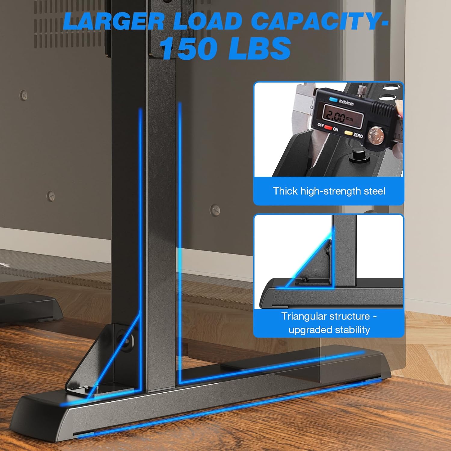 Rfiver Table Top TV Stand with Height Adjustable TV Legs, TV Stands Base with Cable Management for Most 37 to 86 90 Inch Flat or Curved TVs, Steel TV Feet Holds up to 150 lbs, Max VESA 800x600mm