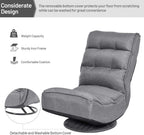 Giantex 360 Degree Swivel Gaming Chair, 6 Position Adjustable Folding Floor Chair, 300lb Spring Support, Comfortable Padded Backrest, Lazy Sofa Chair Game Rocker for Teens Adults