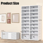 GCCSJ 9 Tiers 36 Pairs Foldable Shoe Rack Organizer, Plastic Collapsible Shoe Shelf, Folding Shoe Box Storage Cabinet with Magnetic Clear Door Easy Assembly