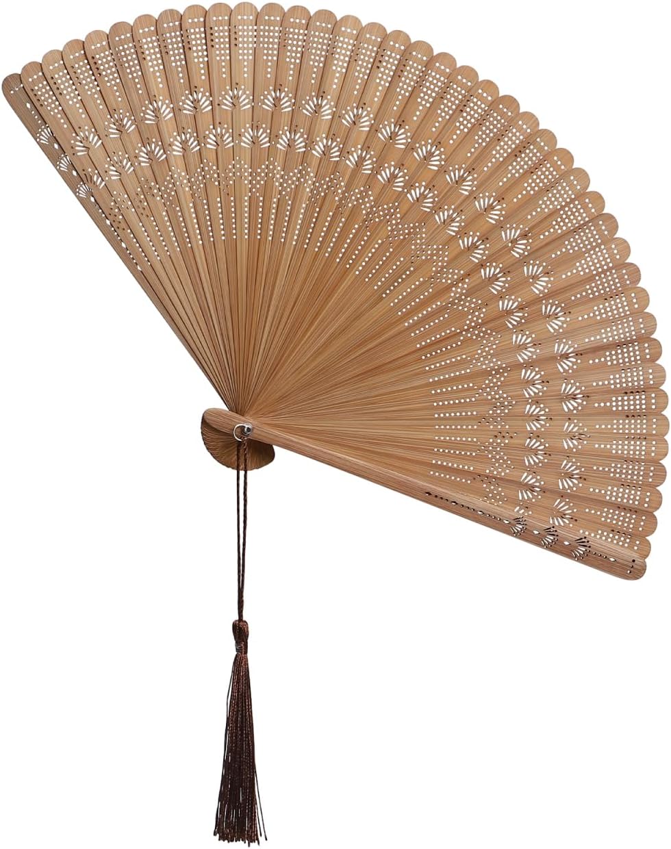 SEWACC Bamboo Folding Hand Fan, Vintage Chinese Silk Handheld Fan for Dancing And Party Decoration