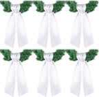 VitalCozy 6 Pcs Wreath Sash for Front Door Blank Wreath Sash Accessories Embroidery Plain Blanks for Embroidery Monogram Party Farmhouse Indoor Outdoor Wedding Decor(4.49" x 56.30", White)