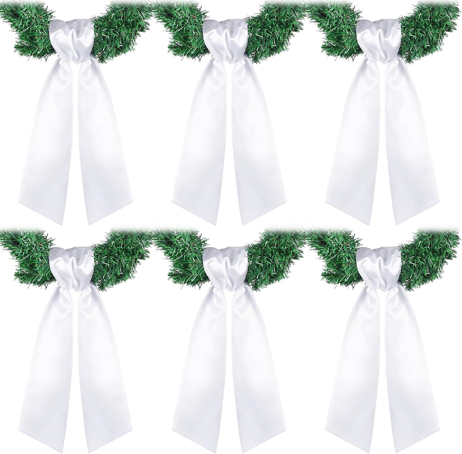 VitalCozy 6 Pcs Wreath Sash for Front Door Blank Wreath Sash Accessories Embroidery Plain Blanks for Embroidery Monogram Party Farmhouse Indoor Outdoor Wedding Decor(4.49" x 56.30", White)