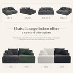 80" Boneless Chaise Lounge Chair Indoor, Double Chaise Lounge Chairs Indoor,Boneless Loveseat Chairs with Comfort Corduroy, No Assembly Required/40D Memory Foam/Living Room/Bedroom (Grey)