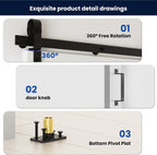 SMARTSTANDARD 64in x 84in Bifold Barn Door, Frosted Glass Barn Door with Hardware Kit Included, Pre-Drilled Holes Easy Assembly -Solid Barn Doors Slab Covered with Water-Proof PVC Surface, White