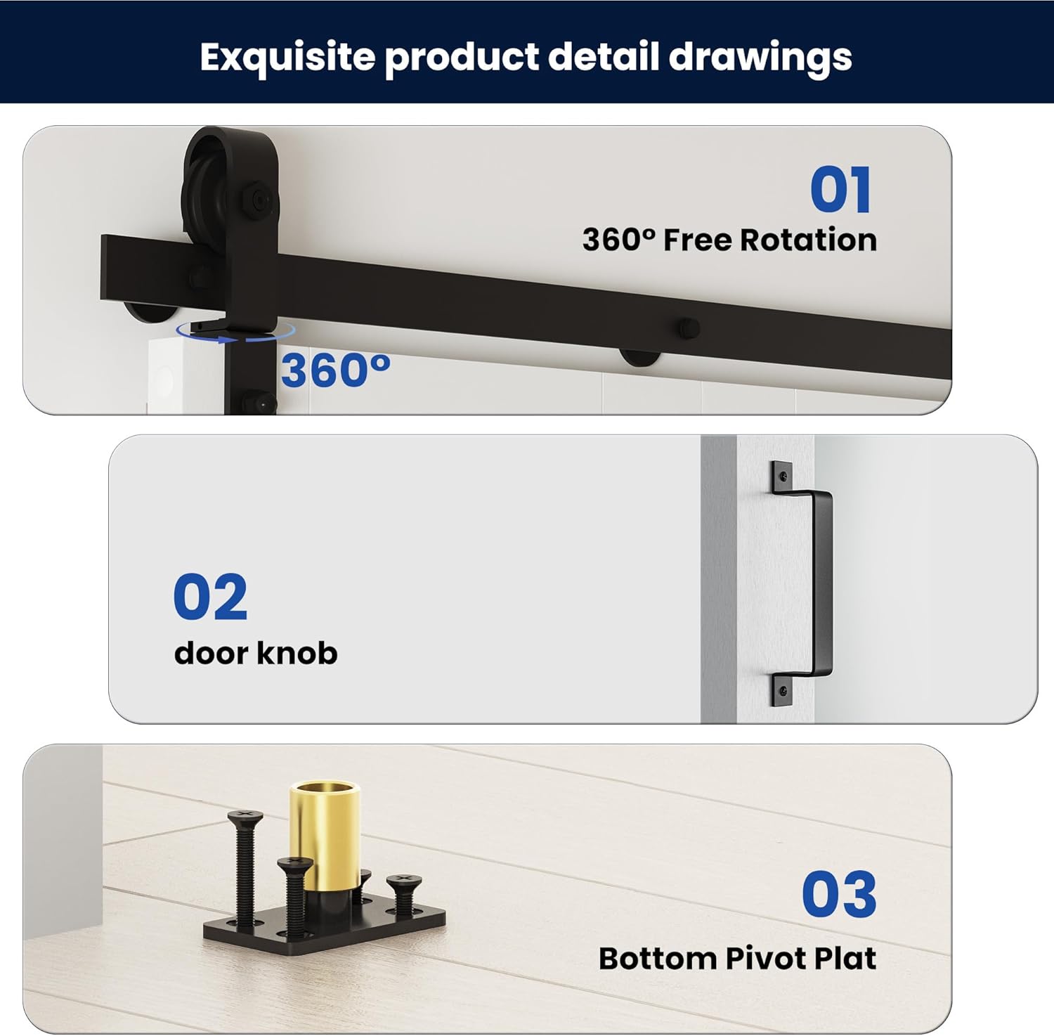 SMARTSTANDARD 64in x 84in Bifold Barn Door, Frosted Glass Barn Door with Hardware Kit Included, Pre-Drilled Holes Easy Assembly -Solid Barn Doors Slab Covered with Water-Proof PVC Surface, White