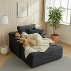 50" Oversized Boneless Chaise Lounge Chair Indoor, Plush Faux Fur Cloud Sofa Couch with Pillows, No Assembly Deep Seat Reading Chair Bed, Cozy Floor Couch for Living Room or Bedroom