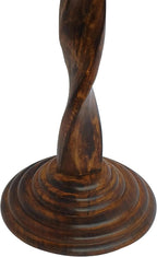 TUP THE URBAN PORT Jem 22 Inch Side End Table, Round Top, Hand Carved Boho Mandala Design with Twisted Base, Brown Mango Wood