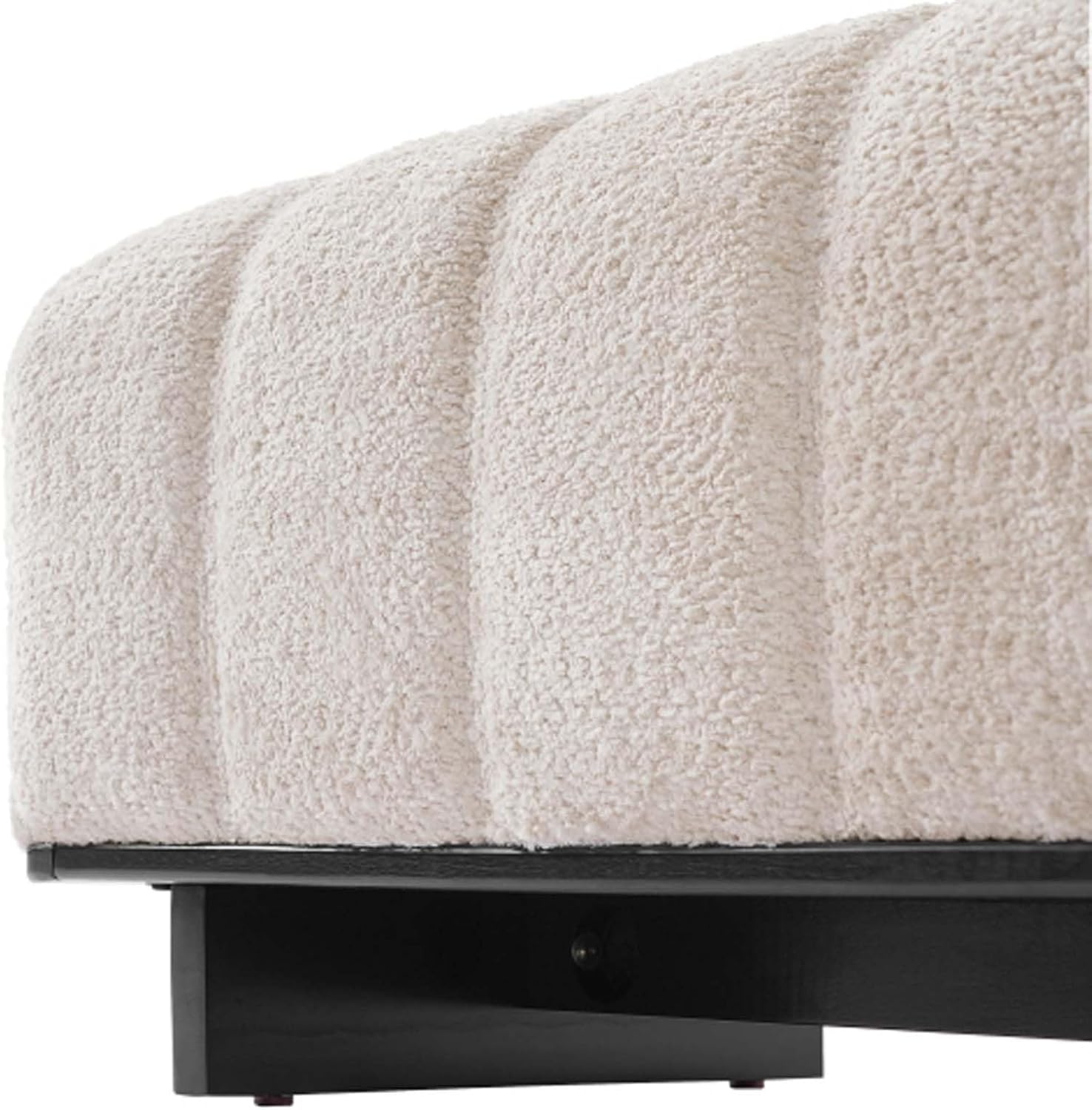 Channel Tufted Fabric Bench Strong Black Base Support Bedroom Living Room Entryway Seating