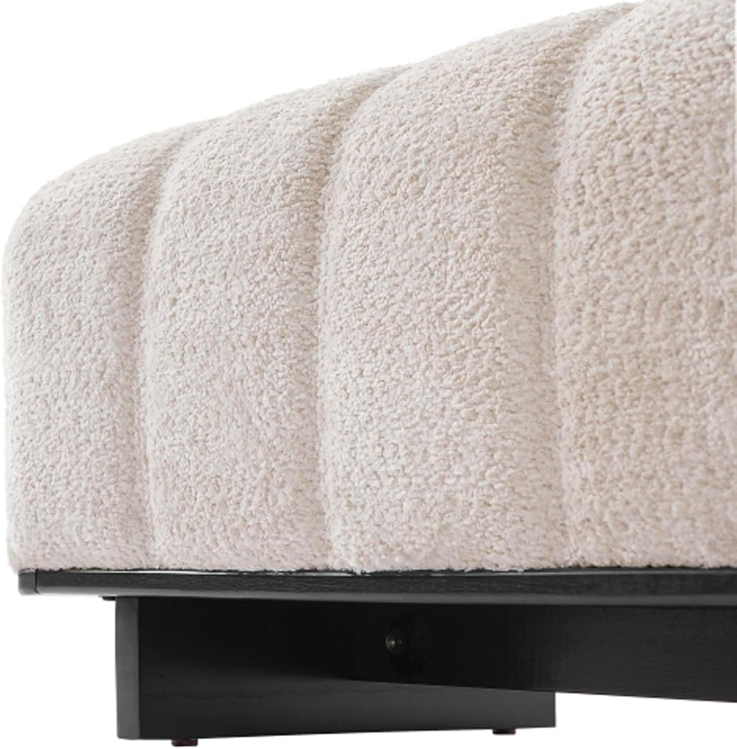 Gentle Tufted Fabric Bench Reliable Black Support Base Bedroom Living Room Entryway Daily Usage