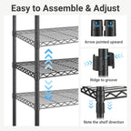 VIPEK V20 Plus Clothes Rack, Metal Clothing Rack with 6 Shelves, 5 Hanging Rods & 2 Fabric Drawers, Freestanding Garment Rack for Bedroom & Walk-in Closet, Large Wardrobe Closet Max Load 850LBS, Black