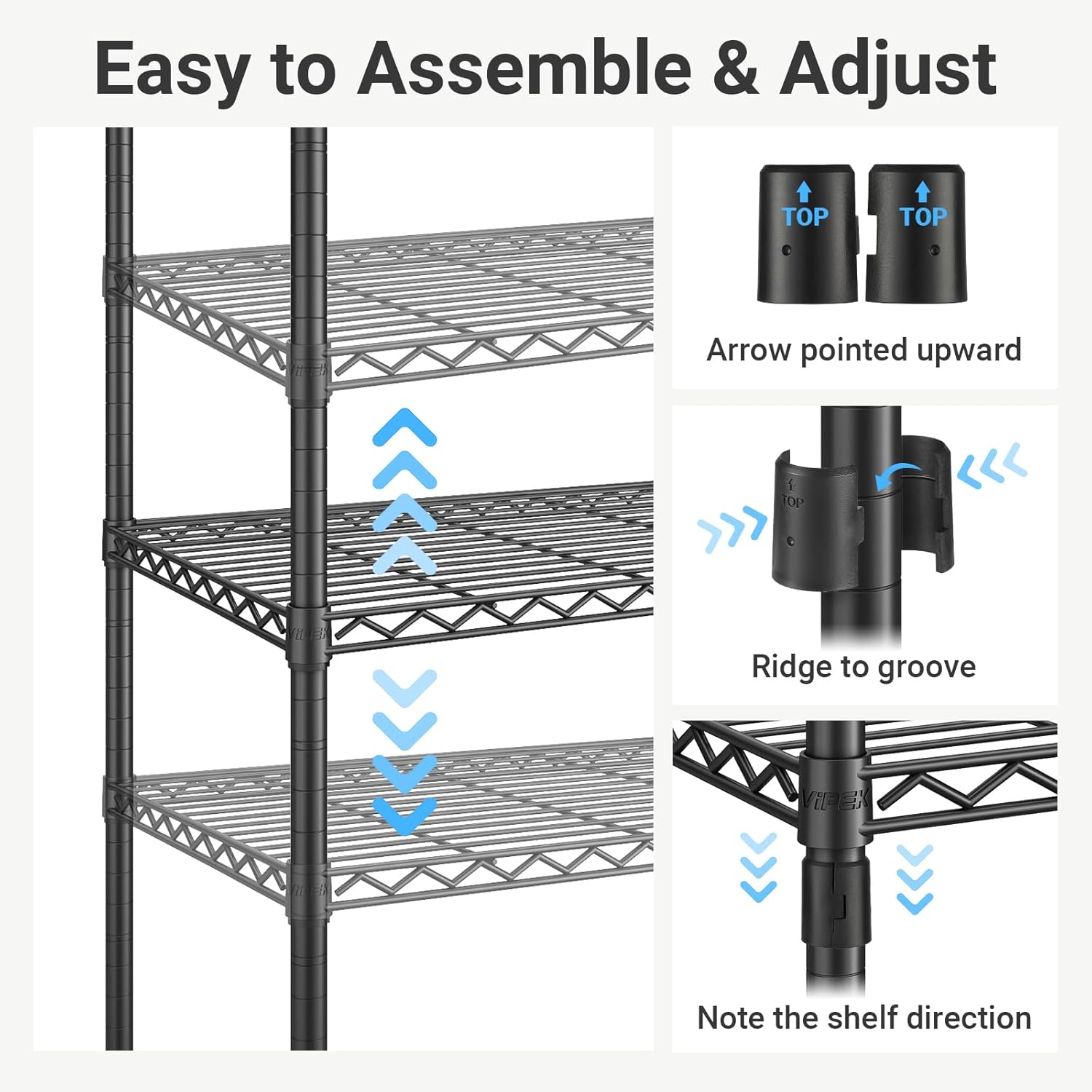 VIPEK V20 Plus Clothes Rack, Metal Clothing Rack with 6 Shelves, 5 Hanging Rods & 2 Fabric Drawers, Freestanding Garment Rack for Bedroom & Walk-in Closet, Large Wardrobe Closet Max Load 850LBS, Black