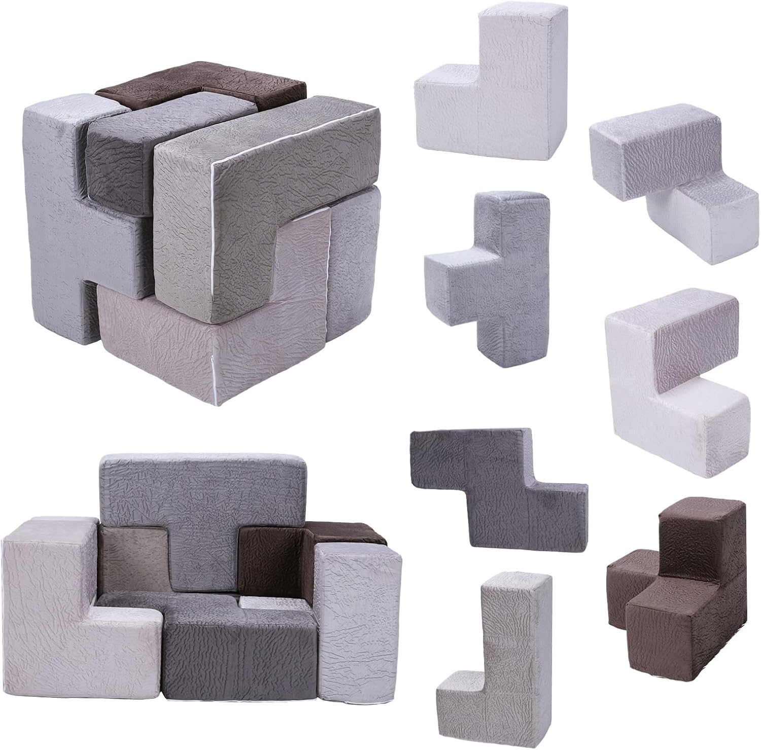 7Pcs Elastic Sponge Toddler Cushions Wear Resist Inspiring Creativity Blocks Chair for Kids Bedroom Playroom Furnitures