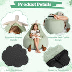 31 Inches Memory Foam Bean Bag Chair - Ultra Soft Faux Rabbit Fur Sofa with Handle & Machine Washable Cover, Comfy Lazy Chair for Kids Teens, Perfect for Reading Gaming in Living Room Bedroom，Green
