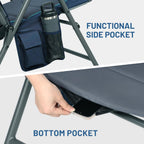 Timber Ridge Oversized Folding Rocking Camping Chair, Padded Outdoor Rocker with High Back, Portable Outdoor Chair for Patio, Garden, Lawn, Supports up to 400 lbs, Blue